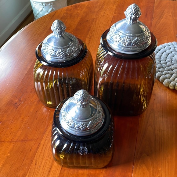 Artland apothecary jars glass canisters amber color - Picture 1 of 6